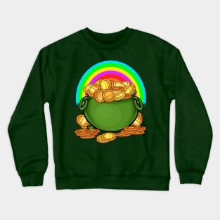 saint patrick day golden and rainbow Crewneck Sweatshirt